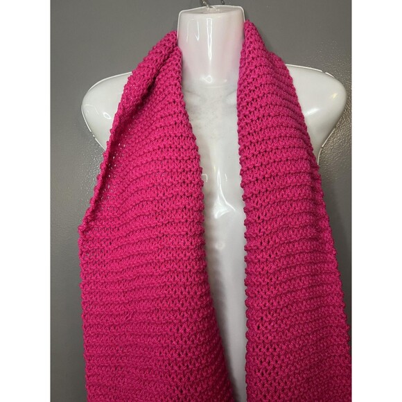 Knit Scarf Womens One Size Pink Long Chunky Winter Warm Solid Cold Weather Wrap - Picture 2 of 3